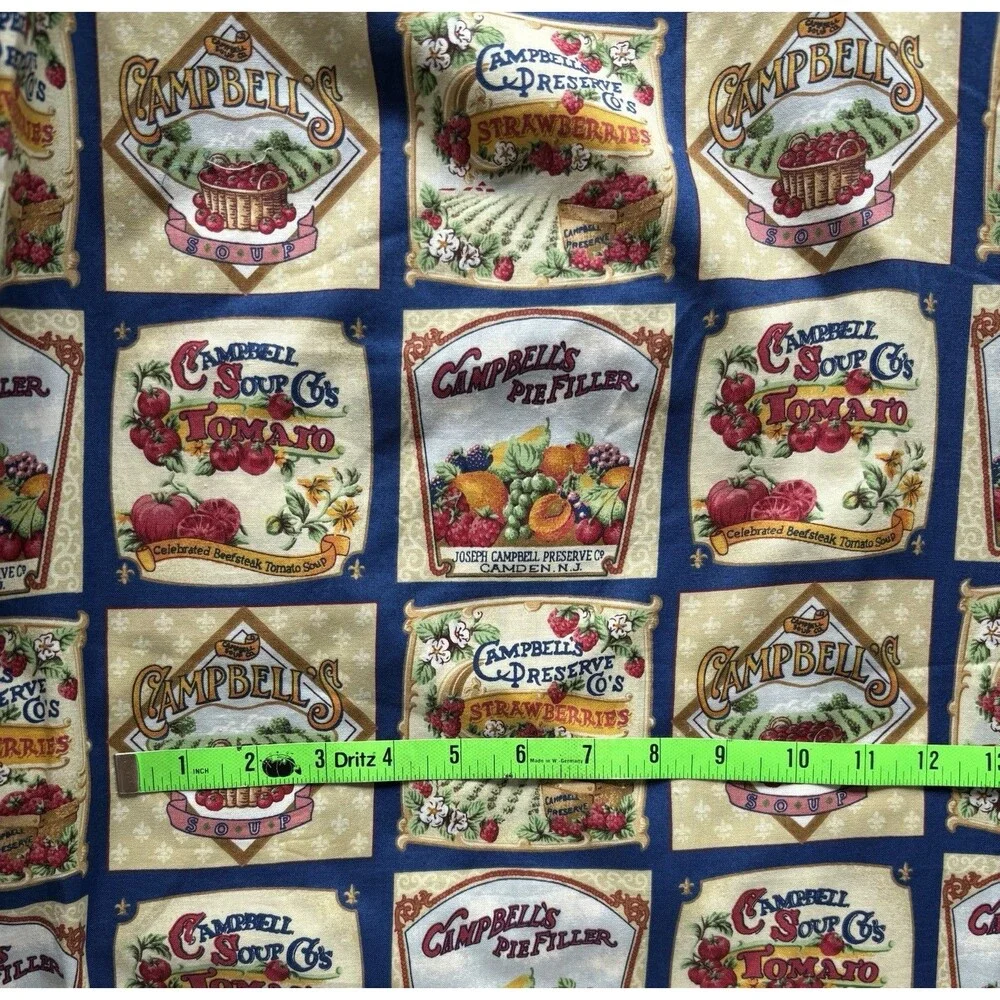 VTG 2001 Campbell Soup Labels Concord Fabrics Cotton Fabric (78x42) 2+ Yards